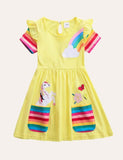 Rainbow Unicorn Appliqué Dress - Mini Taylor