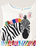 Rainbow Zebra Appliqué Dress - Mini Taylor