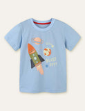 T-Shirt mit Raketen-Print