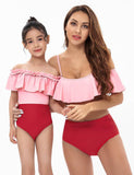 Ruffled High Waisted Family Matching Swim Suit - Mini Taylor