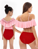 Ruffled High Waisted Family Matching Swim Suit - Mini Taylor