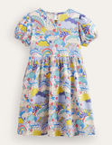 Cartoon Clouds Printed Dress - Mini Taylor