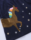 Sequined Unicorn Appliqué Star Embroidered Rainbow Dress - Mini Taylor