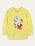 Shy Rabbit Appliqué Carrot Embroidered Sweatshirt - Mini Taylor