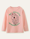 Shy Unicorn Printed Long-Sleeved T-shirt - Mini Taylor