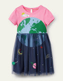 Space Appliqué Tulle Jersey Dress - Mini Taylor