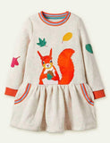 Squirrel Appliqué Pocket Dress