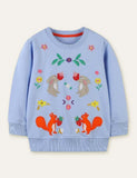 Squirrel Rabbit Appliqué Embroidered Sweatshirt - Mini Taylor