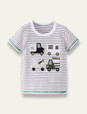 Striped Truck Appliqué T-shirt - Mini Taylor