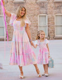 Tie-Dye Sleeve Family Matching Dress