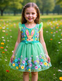Green Flower Bunny Tulle Dress