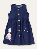Unicorn Appliqué Denim Dress - Mini Taylor