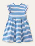 Unicorn Appliqué Embroidered Striped Dress - Mini Taylor