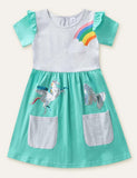 Unicorn Butterfly Embroidered Dress