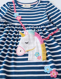 Unicorn Embroidered Long Sleeve Dress - Mini Taylor