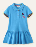 Vestido polo con bordado de unicornio