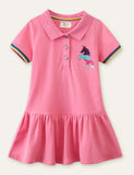 Unicorn Embroidered Polo Dress