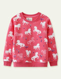 Unicorn Floral Print Long Sleeve Pullover - Mini Taylor