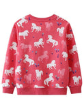 Unicorn Floral Print Long Sleeve Pullover - Mini Taylor