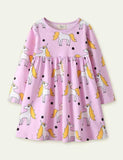 Unicorn Print Long Sleeve Dress