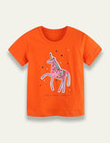 Rundhals-T-Shirt mit Einhorn-Print