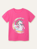 T-shirt con stampa unicorno