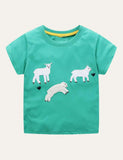 Unisex Cartoon Sheep Appliqué T-shirt