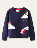 Unisex Rainbow Appliqué Regendruppel Geborduurd Sweatshirt