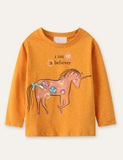 Unisex-Langarm-T-Shirt mit Einhorn-Punktmuster