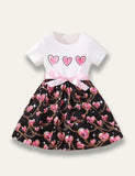 Valentine's Day Heart Necklace Printed Dress