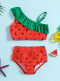 Geteilter Badeanzug mit Wassermelonen-Print