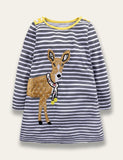 Animal Appliqué Stripe Dress - Mini Taylor