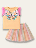 Butterfly Print Tulle Skirt Set