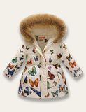 Butterfly Printed Fur Collar Coat - Mini Taylor