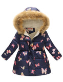 Butterfly Printed Fur Collar Coat - Mini Taylor