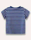 Cartoon Animal Bus Appliqué Stripe T-Shirt - Mini Taylor