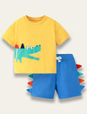 Cartoon Crocodile Appliqué T-shirt Set - Mini Taylor