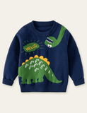 Maglione con motivo coccodrillo dinosauro cartone animato