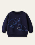 Cartoon Dinosaur Embroidered Sweatshirt - Mini Taylor