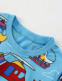 Cartoon Helicopter Full Printed Long-Sleeved T-shirt - Mini Taylor