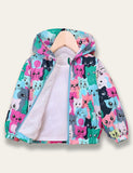 Cartoon Print Fleece-lined Coat - Mini Taylor