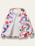 Cartoon Print Fleece-lined Coat - Mini Taylor