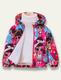 Cartoon Print Fleece-lined Coat - Mini Taylor