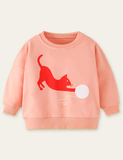 Cat and Fur Ball Printed Sweatshirt - Mini Taylor