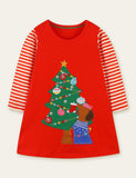 Christmas Tree Puppy Appliqué Gift Embroidered Dress - Mini Berni