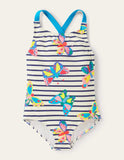 Cross-back Printed Butterfly Swimsuit