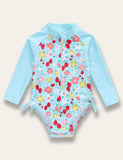 Cute Floral Long-sleeved Baby Swimsuit