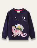 Dinosaur Appliqué Long-Sleeved Sweater