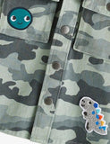 Dinosaur Camouflage Button Design Hooded Jacket - Mini Taylor