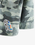 Dinosaur Camouflage Button Design Hooded Jacket - Mini Taylor